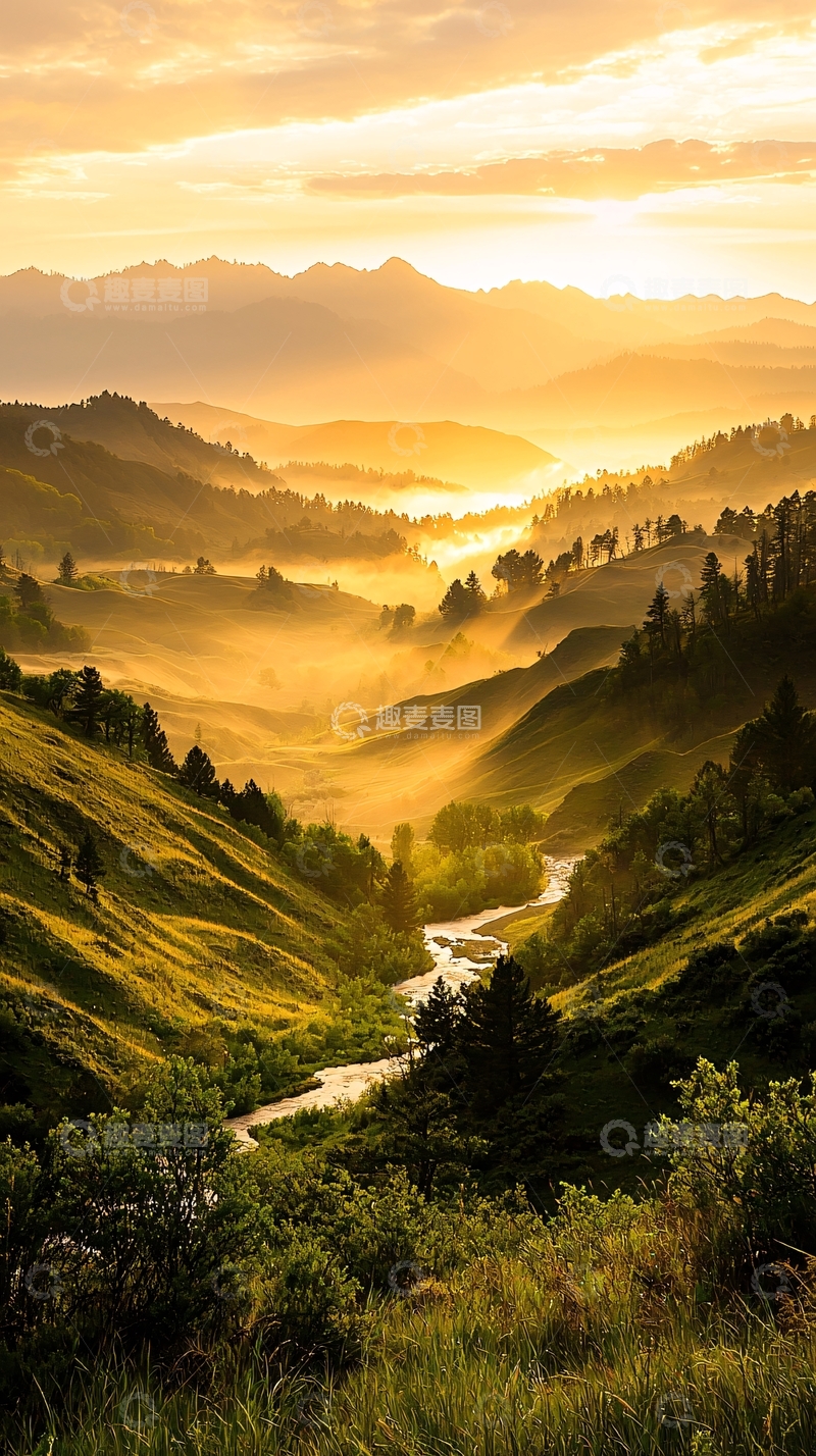 高清大图下载【趣麦麦图】晨雾山谷自然风光