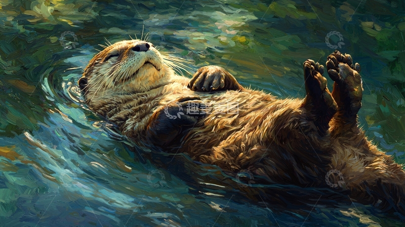 高清大图下载【趣麦麦图】水中的海獭高清图片