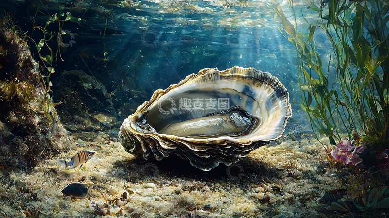 高清大图下载【趣麦麦图】海底珍珠贝与小鱼