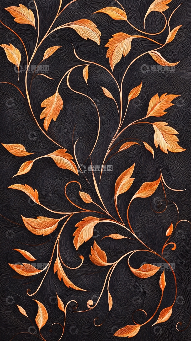 高清大图下载【趣麦麦图】橙色花卉图案背景素材