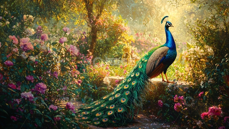 高清大图下载【趣麦麦图】孔雀花海自然风光