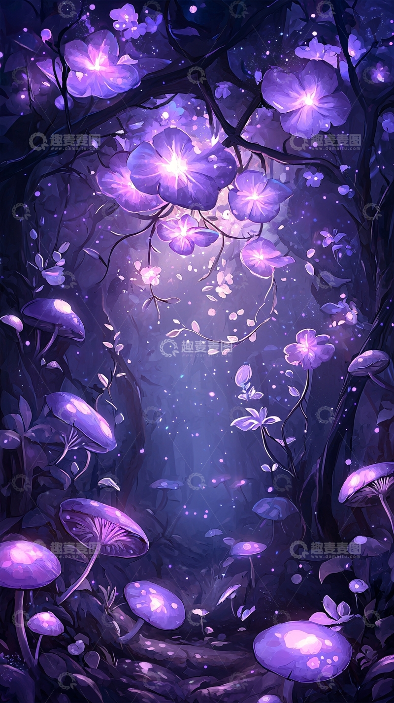 高清大图下载【趣麦麦图】梦幻紫色森林
