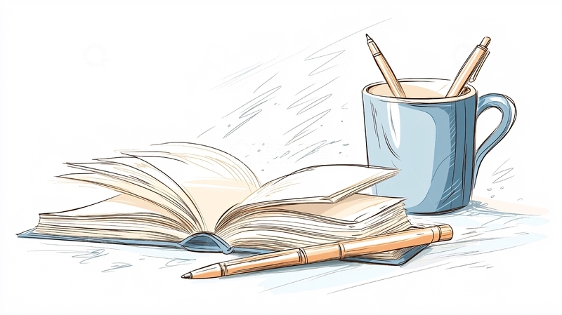 高清大图下载【趣麦麦图】书桌上的笔记本和咖啡杯