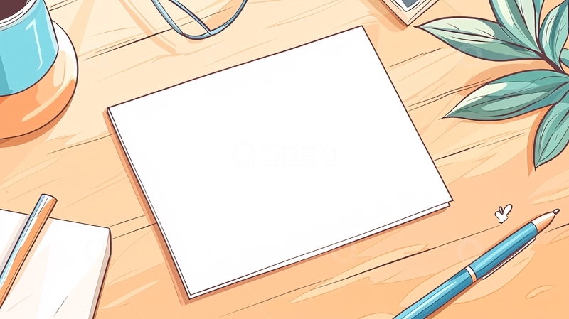 高清大图下载【趣麦麦图】桌面上的空白笔记本与文具