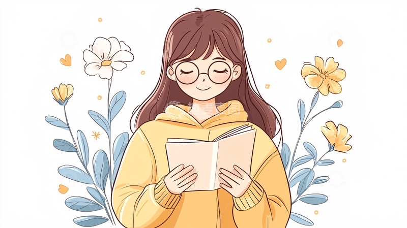 高清大图下载【趣麦麦图】阅读时光的女孩插画