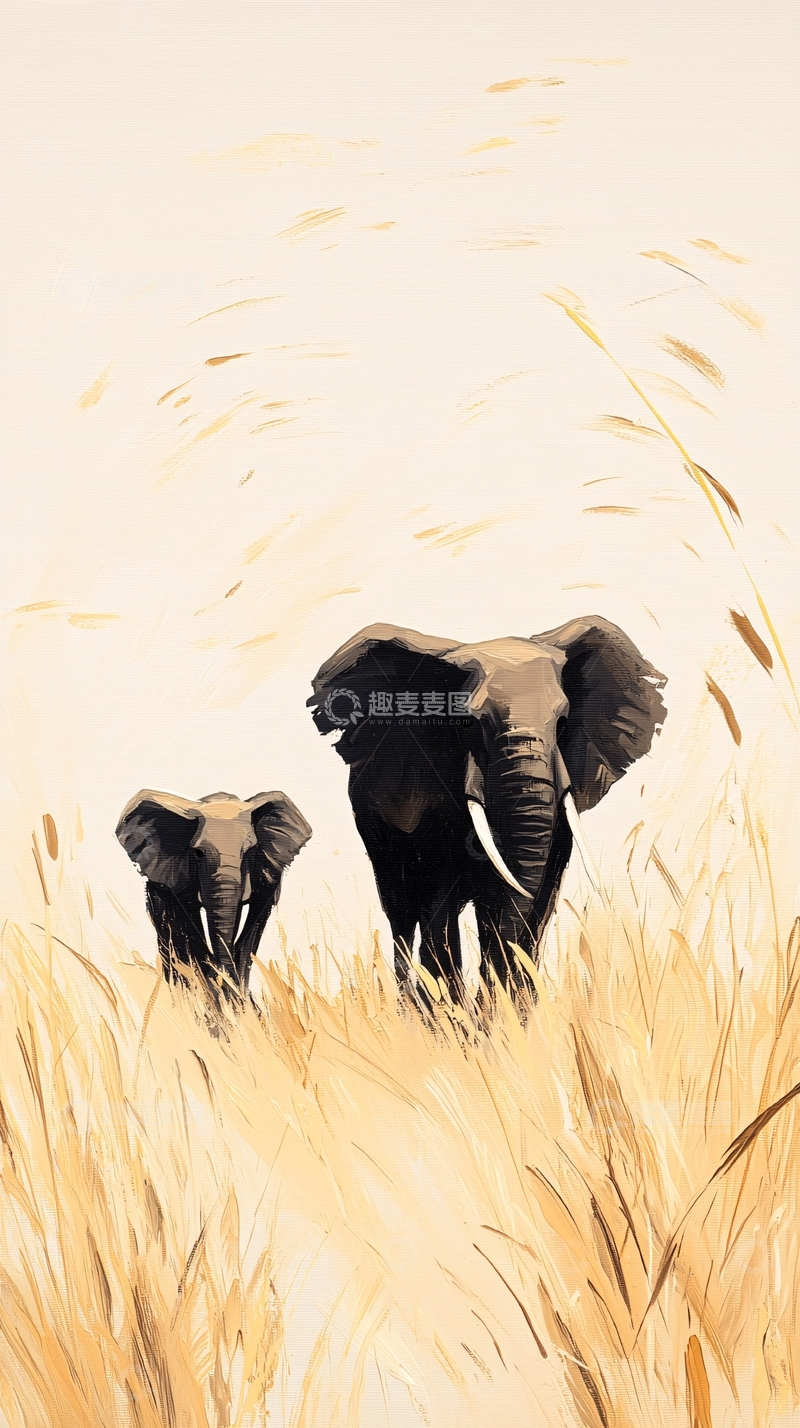 高清大图下载【趣麦麦图】非洲草原上的大象