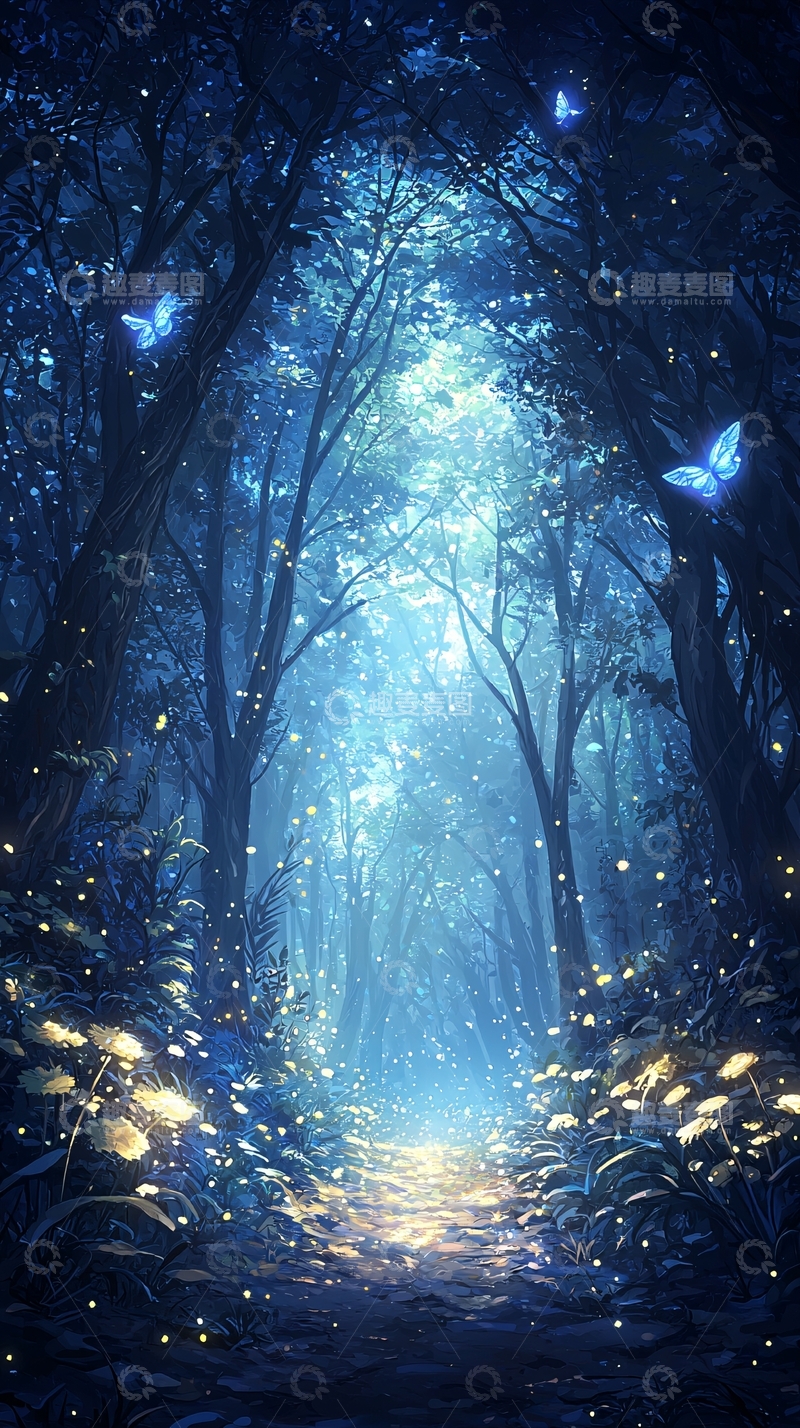 高清大图下载【趣麦麦图】梦幻森林光之路径