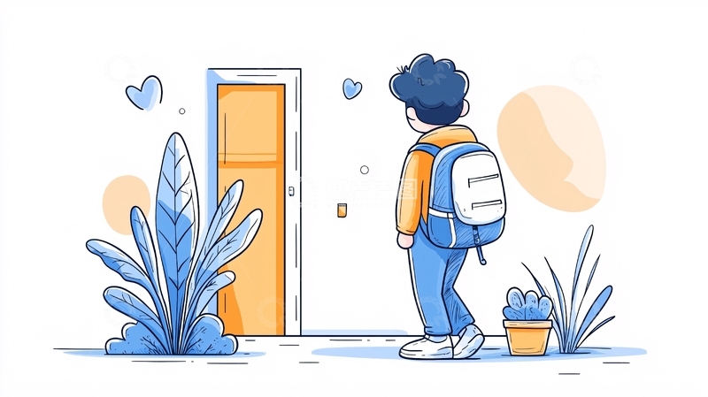 高清大图下载【趣麦麦图】背着书包的孩子回家