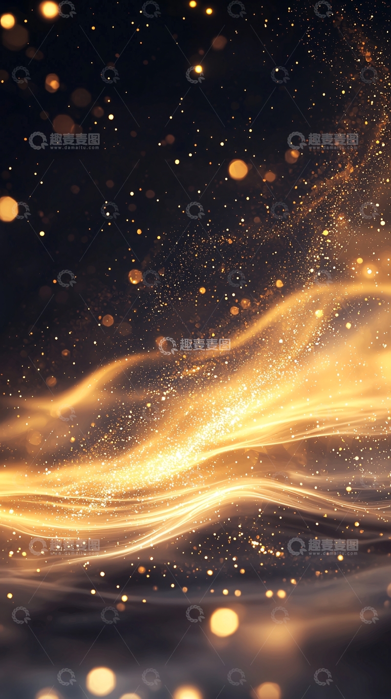 高清大图下载【趣麦麦图】金色光波粒子背景