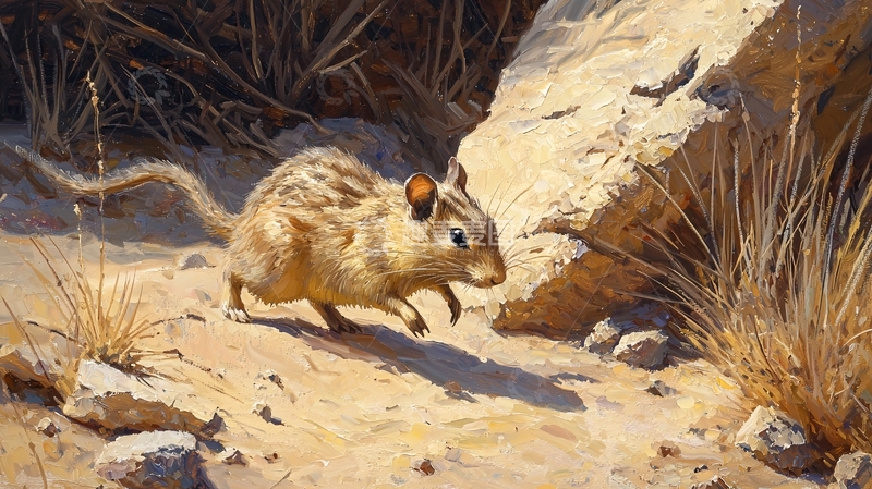 高清大图下载【趣麦麦图】沙漠鼠类动物油画写实画风