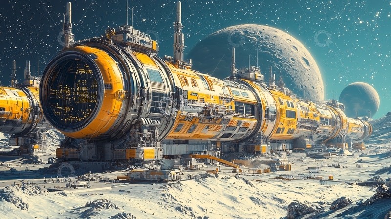 高清大图下载【趣麦麦图】月球表面上的探测器基地