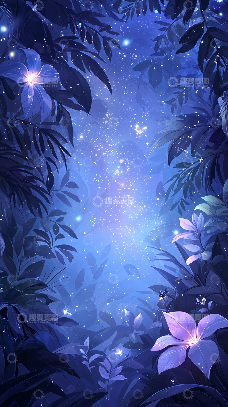 高清大图下载【趣麦麦图】梦幻森林夜景背景图