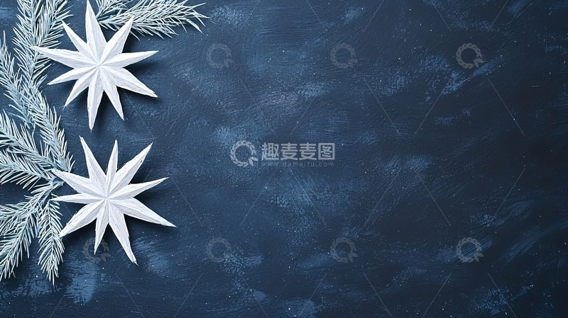 高清大图下载【趣麦麦图】冬日雪花星星装饰背景