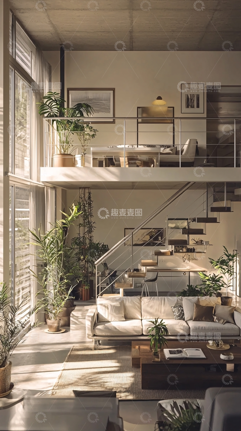 高清大图下载【趣麦麦图】简约复式公寓全景图