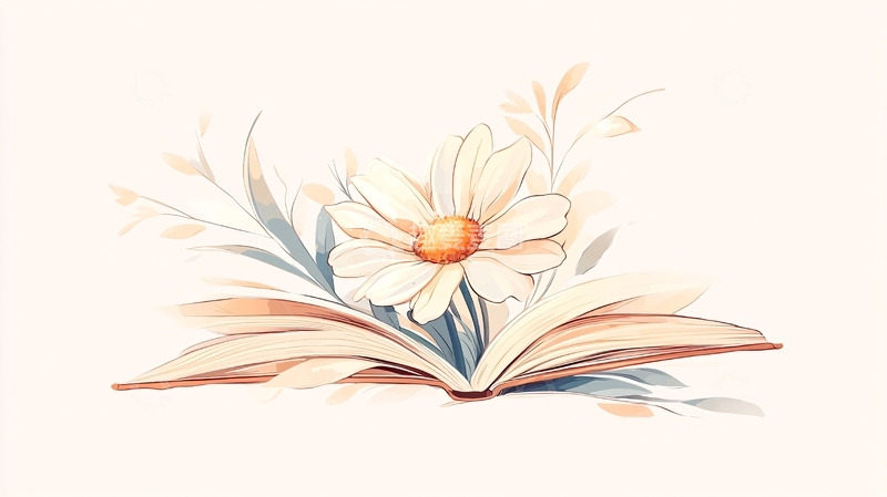 高清大图下载【趣麦麦图】书页上的雏菊插画