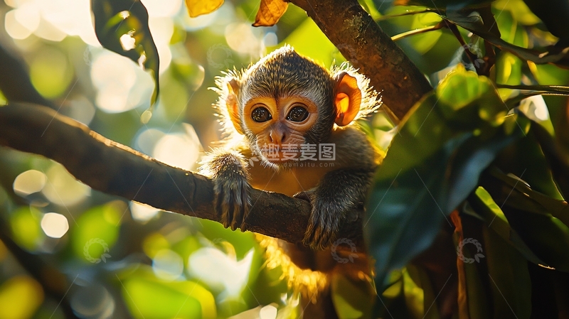 高清大图下载【趣麦麦图】阳光下的小猴子