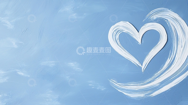 高清大图下载【趣麦麦图】蓝色背景上的白色心形涂鸦