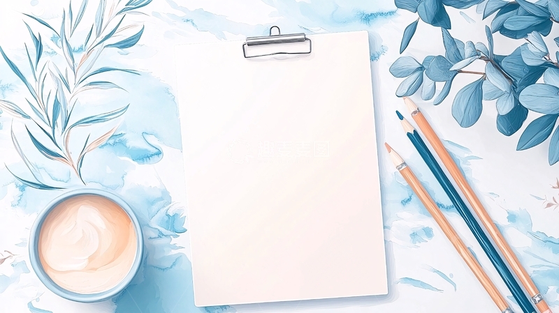 高清大图下载【趣麦麦图】蓝色调手绘插画素材背景