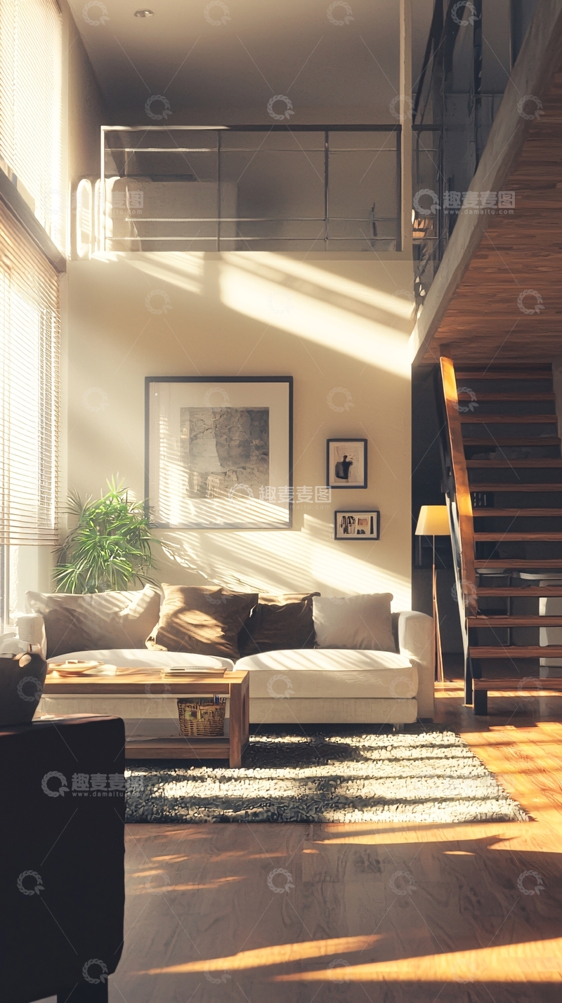 高清大图下载【趣麦麦图】简约风复式公寓全景设计图