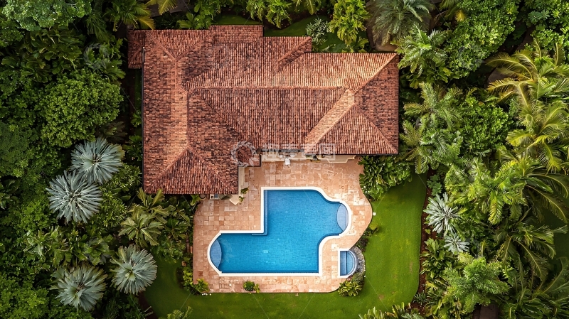 高清大图下载【趣麦麦图】现代风带泳池的别墅俯视图