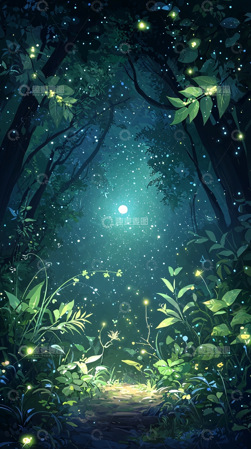 高清大图下载【趣麦麦图】梦幻森林夜景