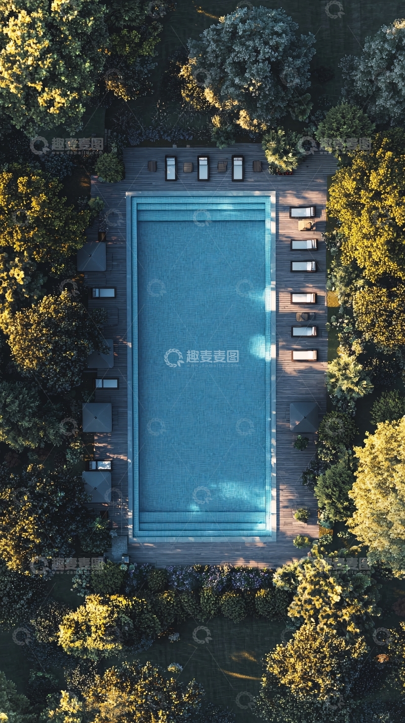 高清大图下载【趣麦麦图】现代风带泳池的别墅俯视图