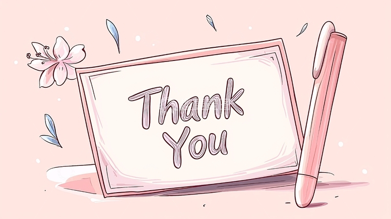 高清大图下载【趣麦麦图】粉色背景感谢卡插画素材