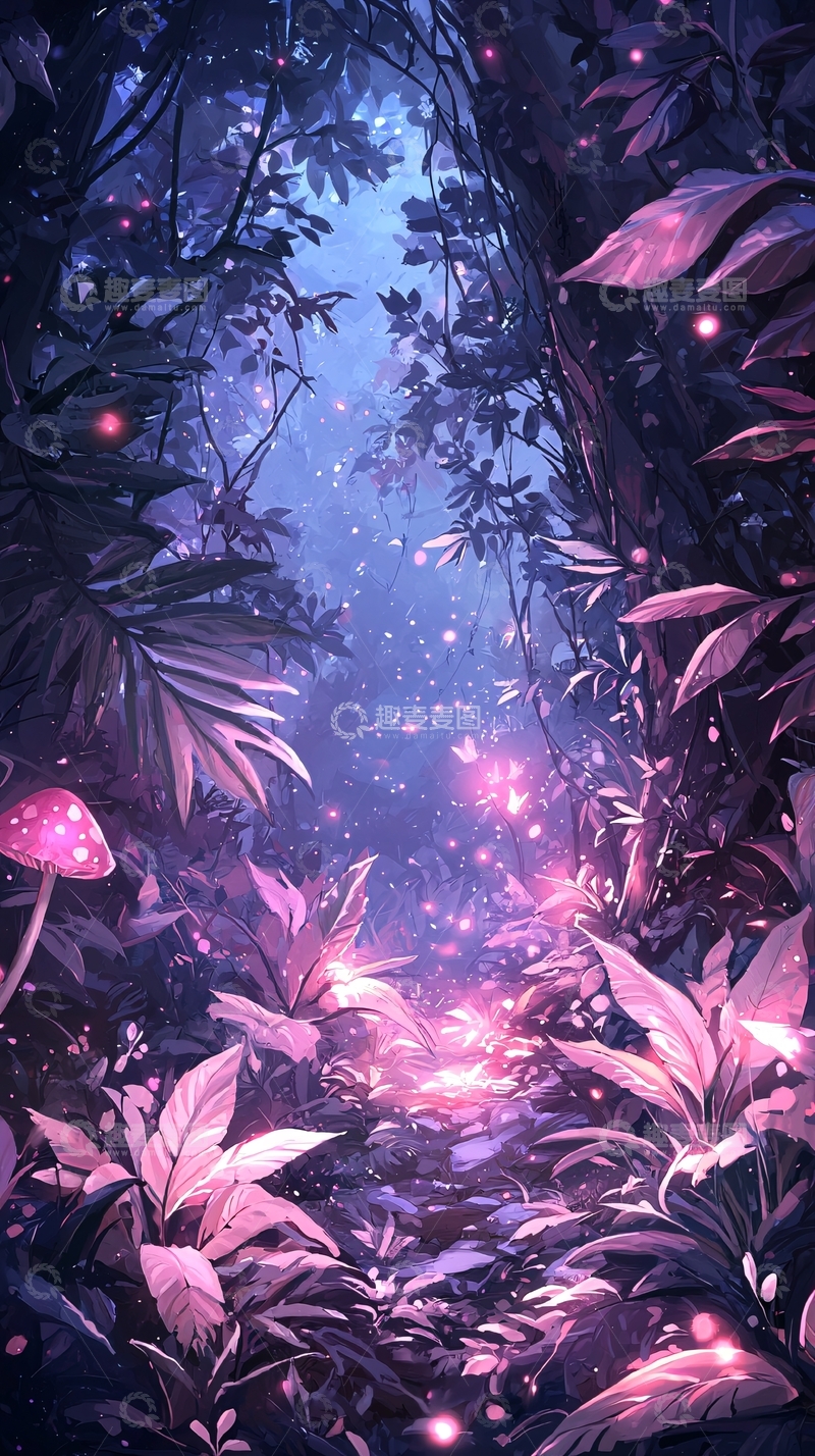 高清大图下载【趣麦麦图】梦幻森林光影效果背景图