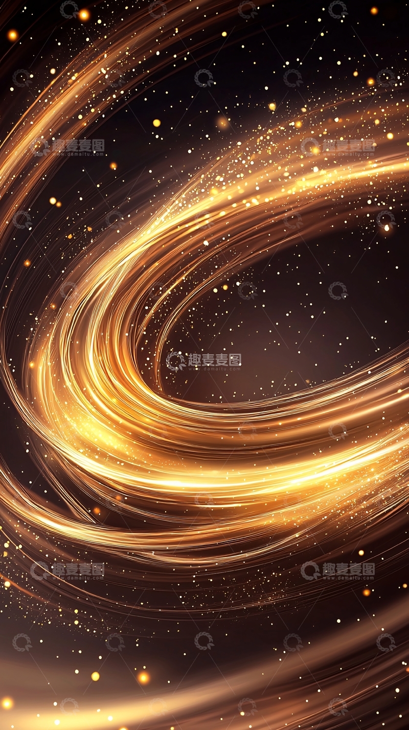 高清大图下载【趣麦麦图】金色光晕旋转星空背景