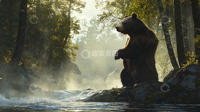 高清大图下载【趣麦麦图】森林中的棕熊