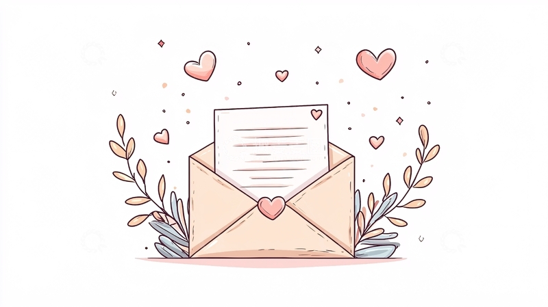 高清大图下载【趣麦麦图】粉色信封与爱心插画