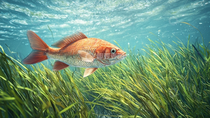 高清大图下载【趣麦麦图】海底珊瑚礁中的红色鱼