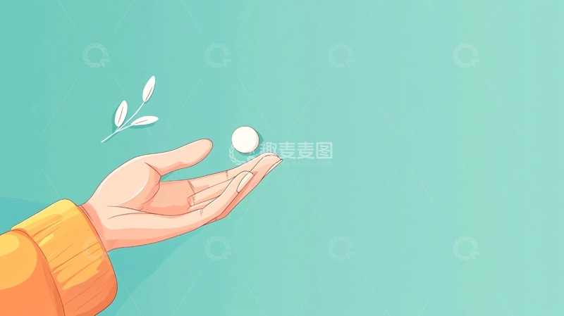 高清大图下载【趣麦麦图】手捧小球与绿叶插图