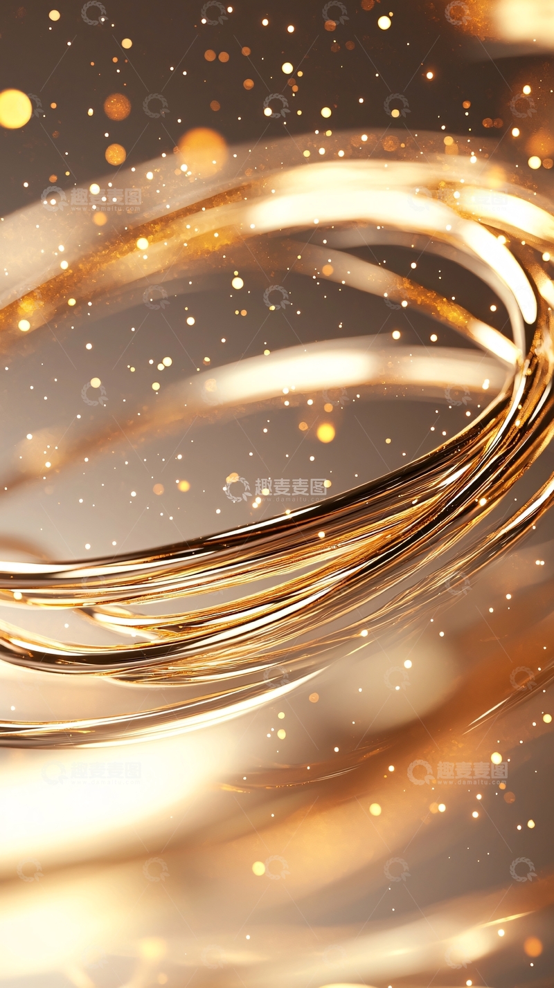 高清大图下载【趣麦麦图】金色丝带光效背景