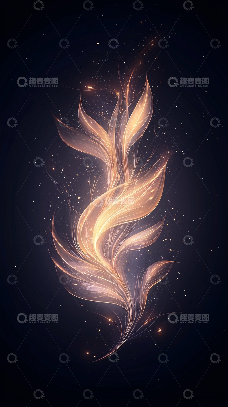 高清大图下载【趣麦麦图】梦幻羽毛星空背景图