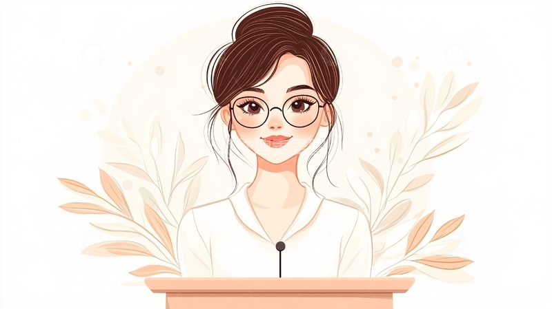 高清大图下载【趣麦麦图】戴眼镜的女性演讲者插画