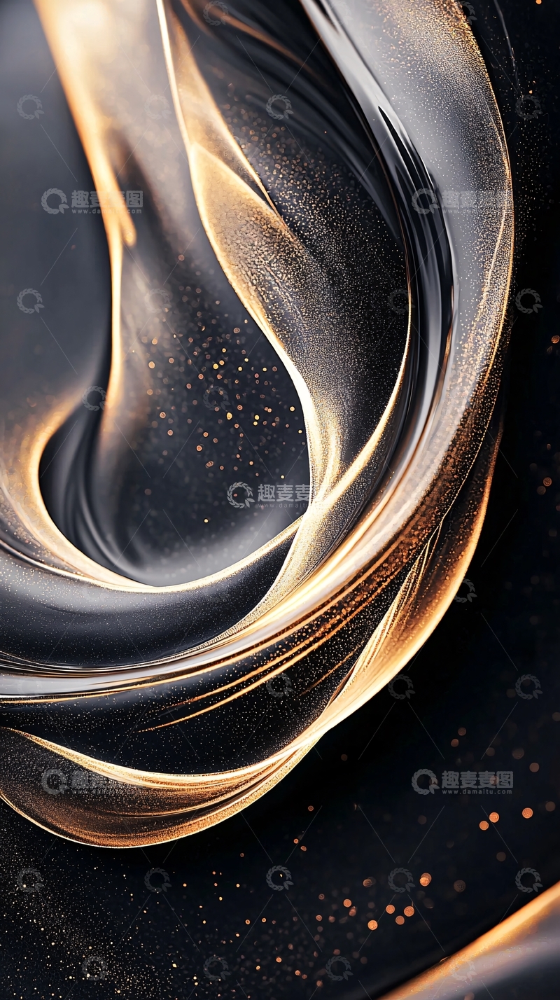 金色液体流动抽象艺术背景