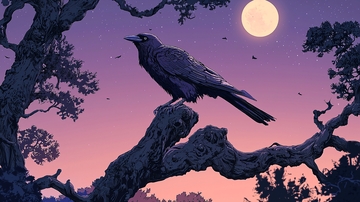 夜晚树上的乌鸦