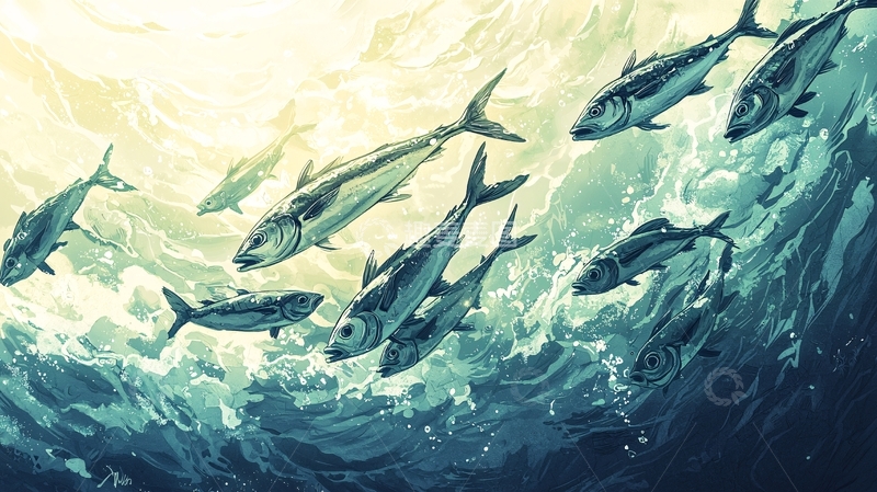 高清大图下载【趣麦麦图】深海鱼群游动图