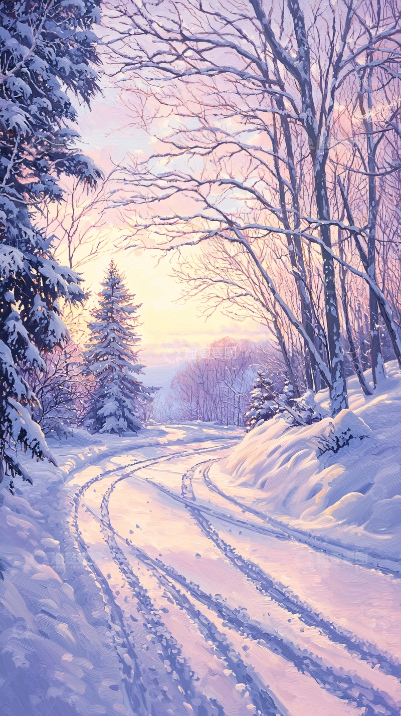 高清大图下载【趣麦麦图】冬日雪景小路
