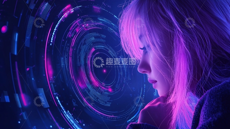 高清大图下载【趣麦麦图】未来科技感光影人物