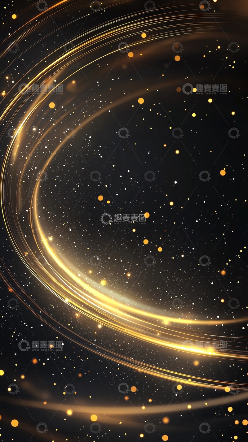 高清大图下载【趣麦麦图】金色光晕星空背景图