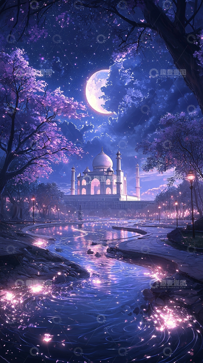 高清大图下载【趣麦麦图】月光下的泰姬陵