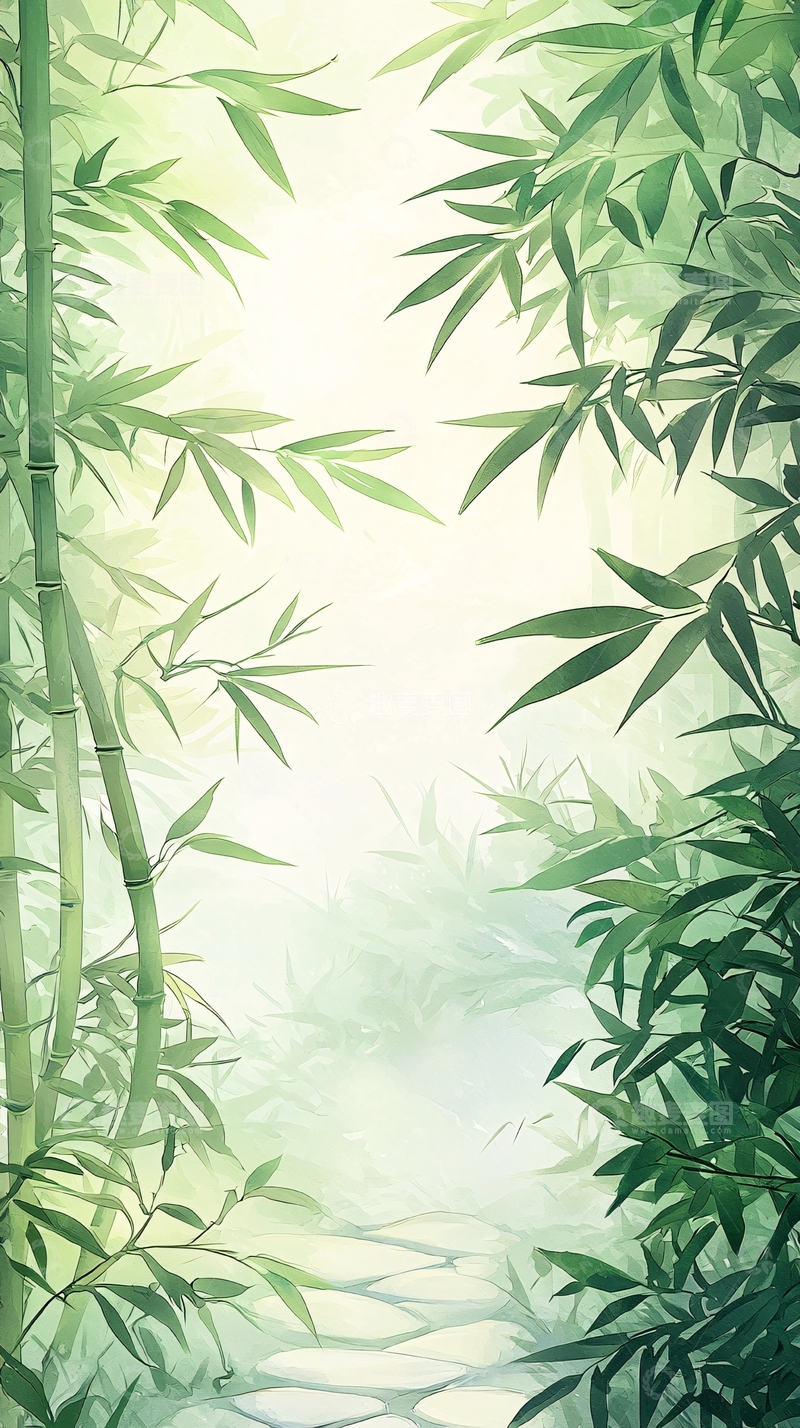 高清大图下载【趣麦麦图】竹林小径自然风光背景