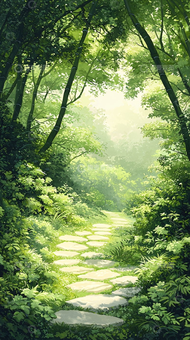 高清大图下载【趣麦麦图】竹林小径自然风光