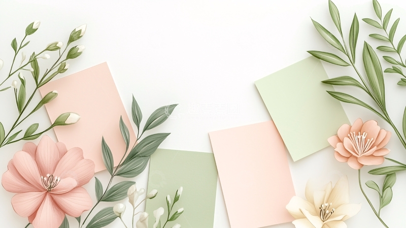 高清大图下载【趣麦麦图】清新花卉与卡片背景素材