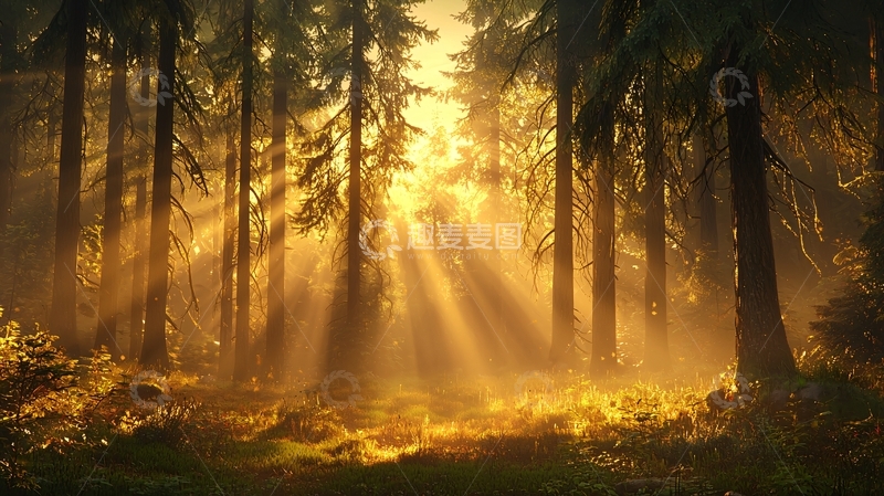 高清大图下载【趣麦麦图】晨光森林高清图片