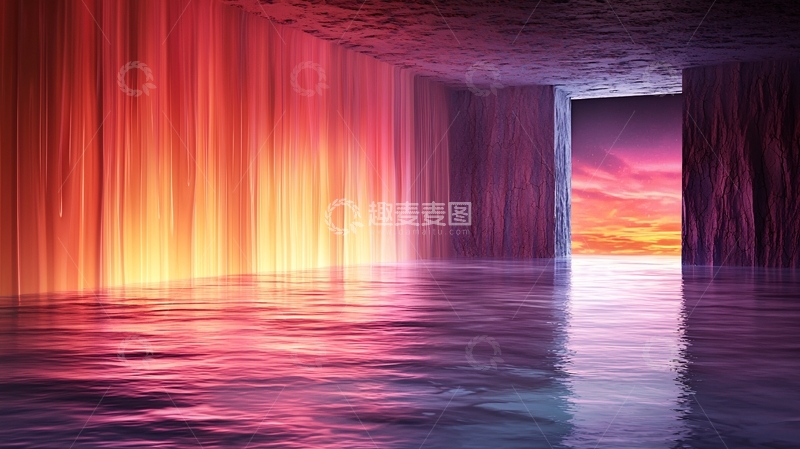 高清大图下载【趣麦麦图】梦幻色彩光影隧道