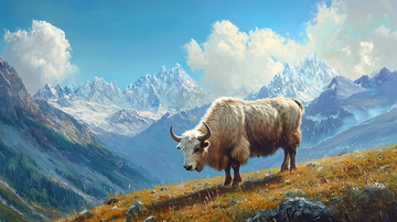 雪山牦牛自然风光