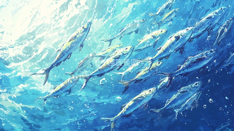 高清大图下载【趣麦麦图】深海鱼群游动场景